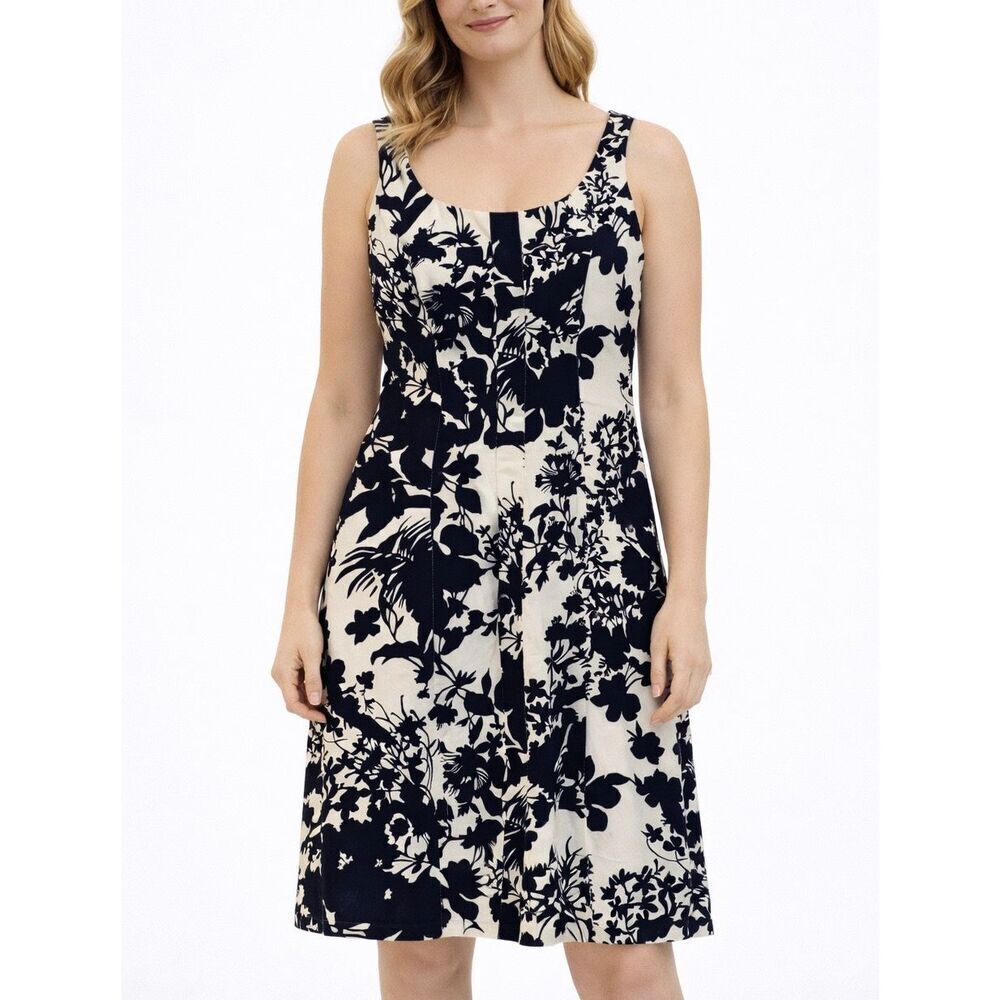 Rickie Freeman Teri Jon floral tank dress navy size 10